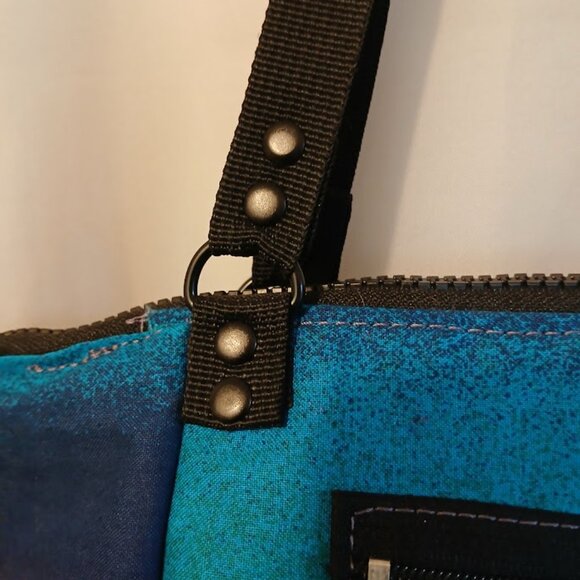 New Southwestern Sarape Satchel shoulder Bag Purse Blue Double handle Carryall - Picture 3 of 12